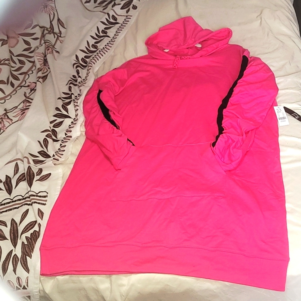 New York & Company Pink Pullover Sweatshirt Dress